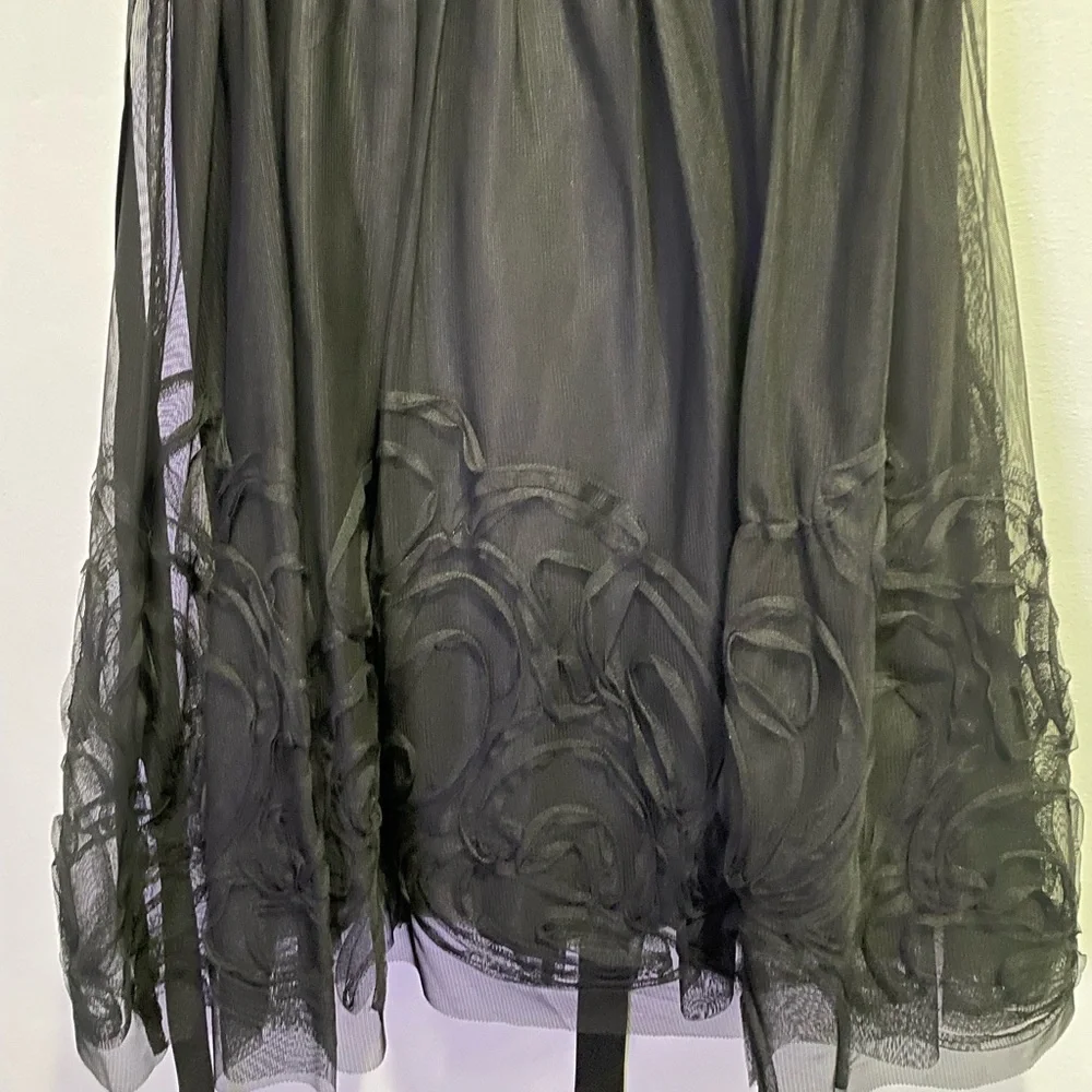 {DB Studio} black cocktail dress Women's Size M (8-10) mesh and lace details - Picture 5 of 6
